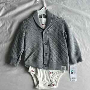 Carter's Gray Quilted Cardigan and White Bodysuit Set